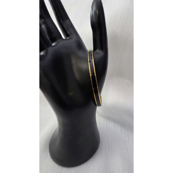 Kate Spade New York Draw the Line Enamel Bangle Bracelet Black with Gold Trim - Picture 7 of 9
